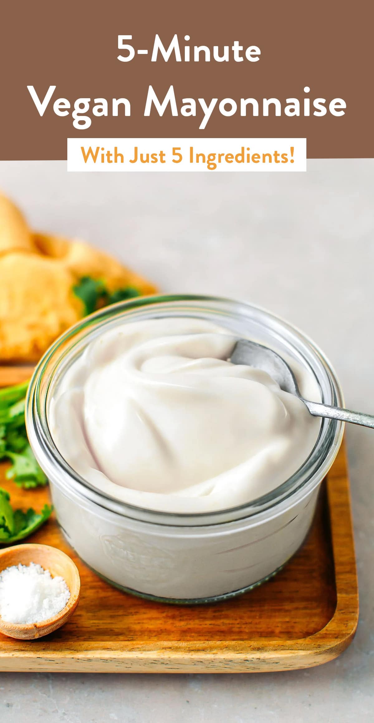 Delicious and creamy vegan mayo that tastes like the real thing! Just 5 ingredients and 5 minutes required. Use in sandwiches, salads, or as a base for sauces! #vegan #mayonnaise #plantbased #eggfree