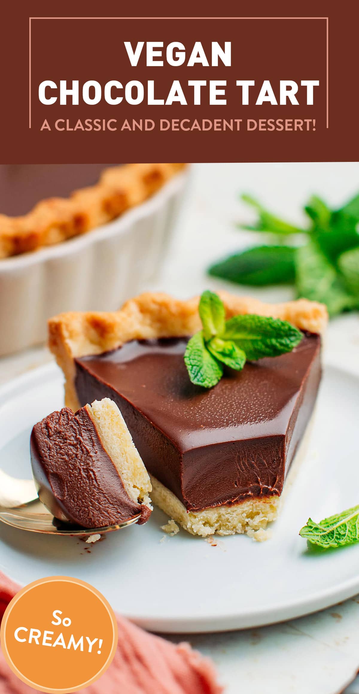 This vegan chocolate tart is ultra-creamy, rich, and packed with an intense chocolate flavor! Prepared with just a handful of ingredients in 30 minutes, it's a classic and decadent dessert that will surely excite your tastebuds!
