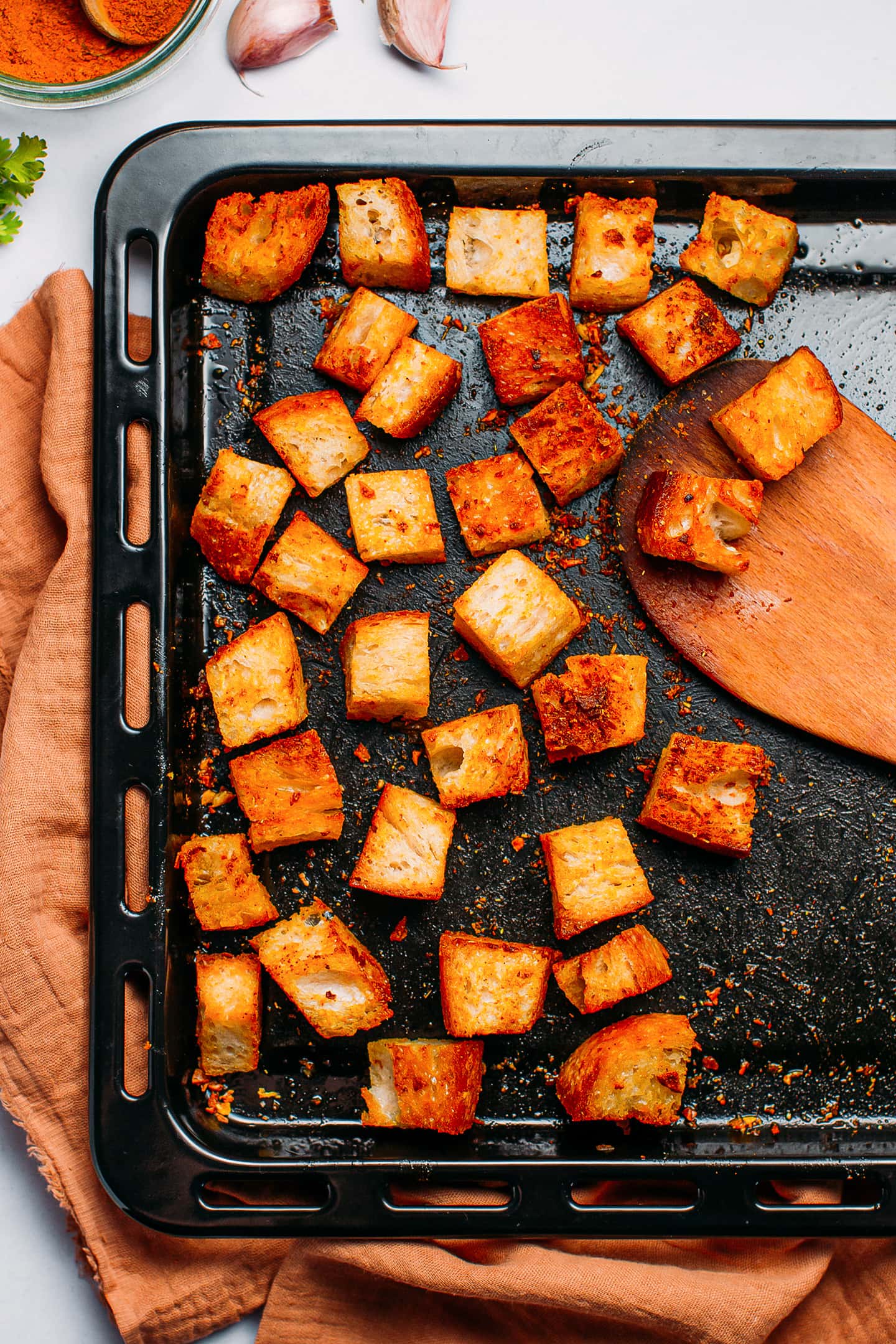 Curried Garlic Croutons