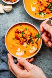 Easy Pumpkin Soup with Spicy Croutons