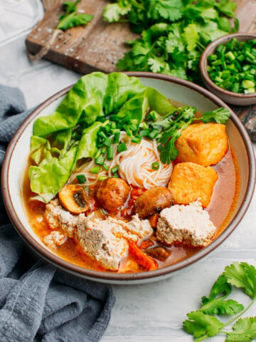 Vegan Bun Rieu (Vietnamese Crab Noodle Soup)