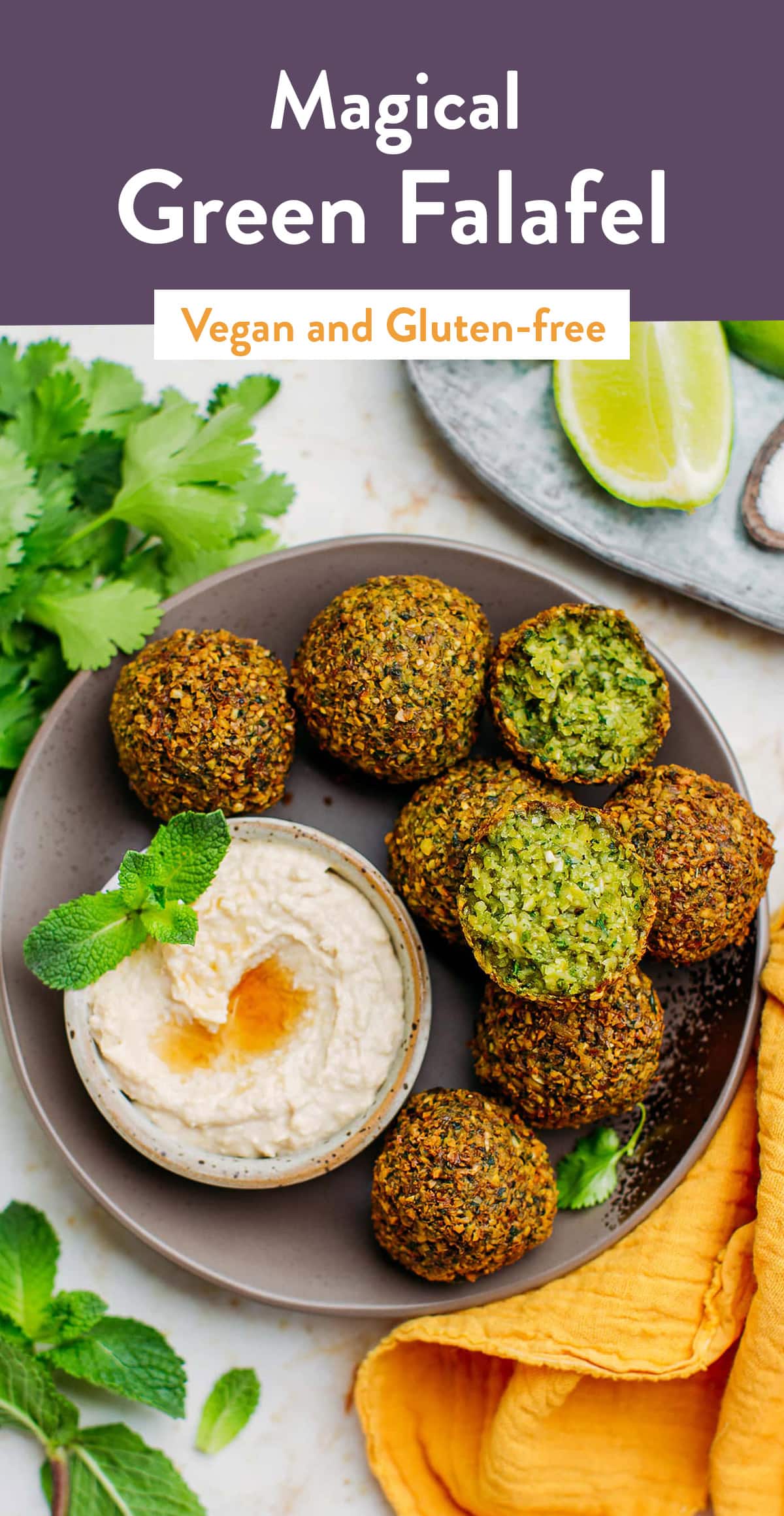 This Middle Eastern-inspired falafel is moist and fluffy on the inside, super crispy on the outside, and packs a ton of fresh herbs! This vegan falafel is the most delicious I have ever tasted! #falafel #vegan #lebanese