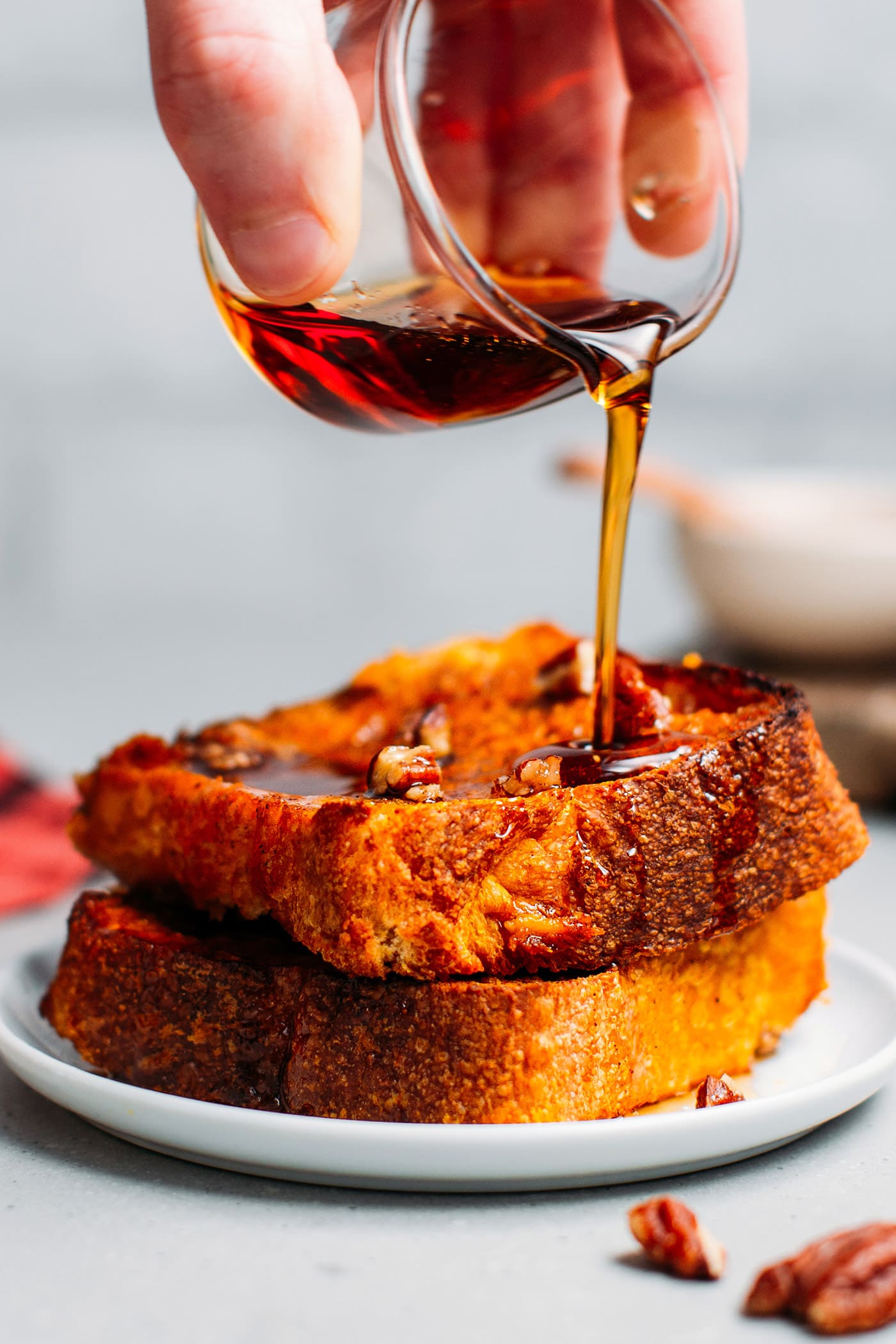 Close-up of vegan pumpkin french toast