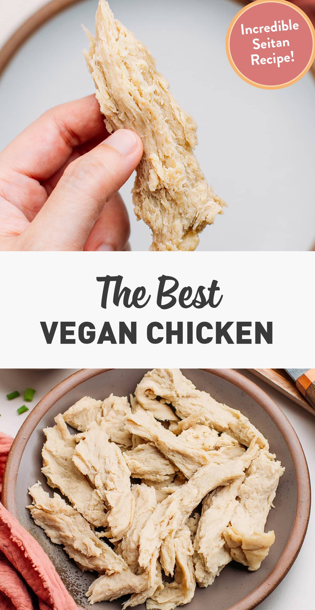 Amazing vegan chicken that has an incredible meaty texture! You will never believe it's vegan! Plus it's high in protein! #plantbased #chickn #vegan #seitan