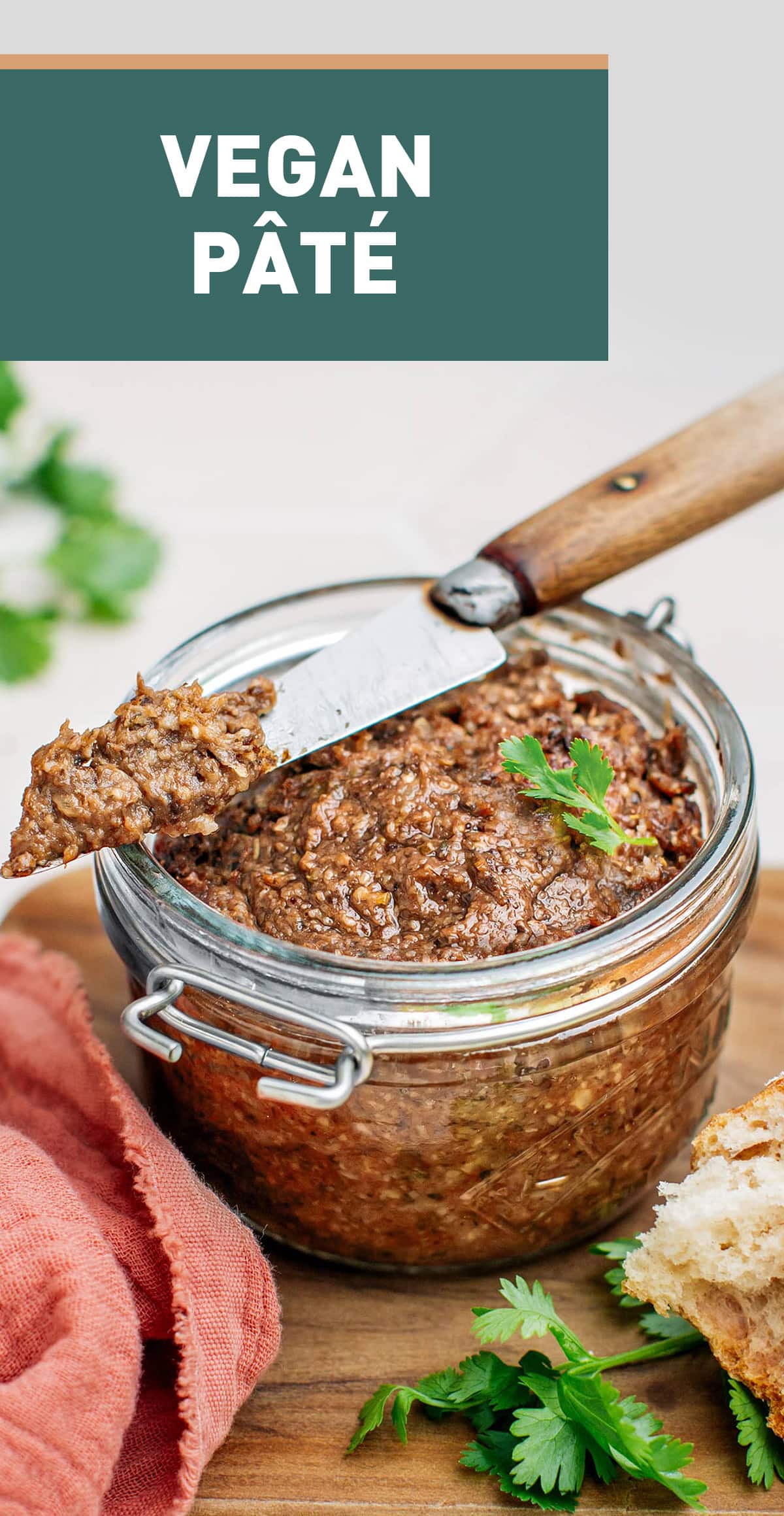 Meaty and buttery vegan paté that is perfect to add flavor to your sandwiches! It's also great with toasted bread or crackers! #vegan #plantbased #paté